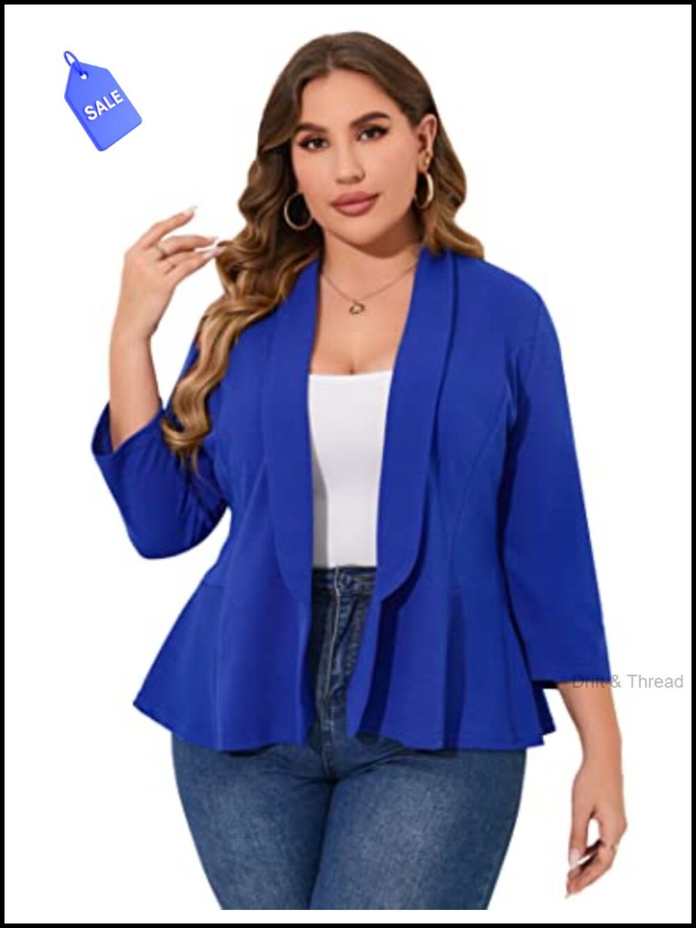 Plus Size Casual Blazer Open Front Long Sleeve Work Office Jacket